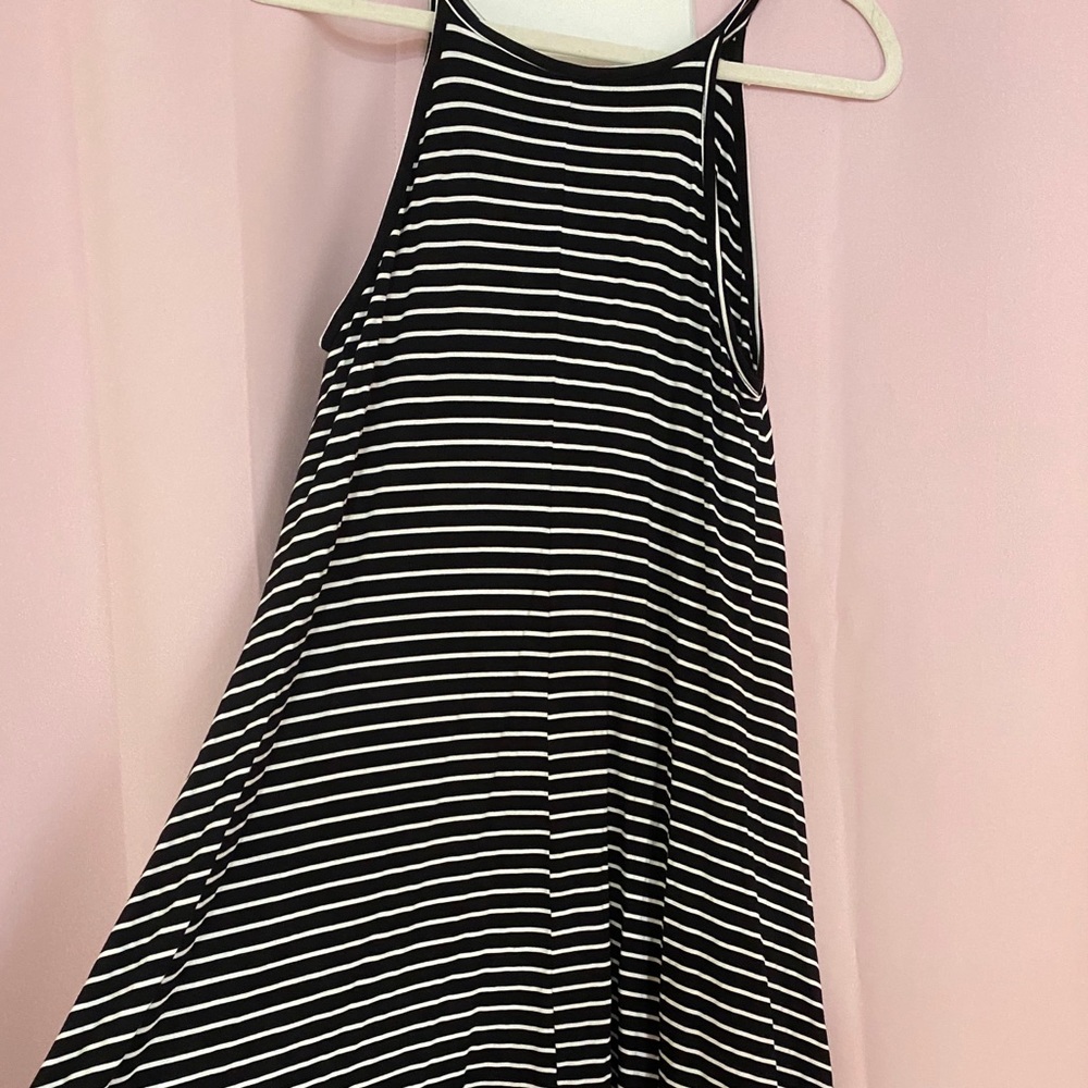 Long Black and White striped dress